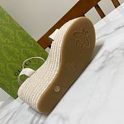 Fortok Gucci Marmont Wedges GG Canvas Slingback Sandals White 8cm - 2