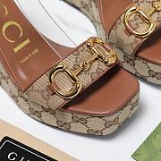 Fortok Gucci Marmont Wedges GG Canvas Slingback Sandals Brown 8cm - 4