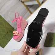 Fortok Gucci Marmont Wedges GG Canvas Slingback Sandals Pink 8cm - 6