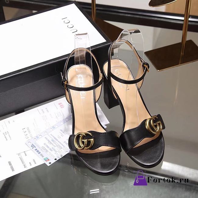 Fortok Gucci Marmont Slingback High Heels 8cm Black - 1