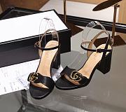 Fortok Gucci Marmont Slingback High Heels 8cm Black - 4
