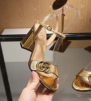 Fortok Gucci Marmont Slingback High Heels 8cm Gold - 2