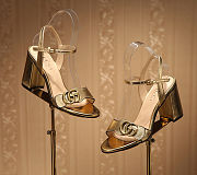 Fortok Gucci Marmont Slingback High Heels 8cm Gold - 3