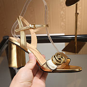 Fortok Gucci Marmont Slingback High Heels 8cm Gold - 5