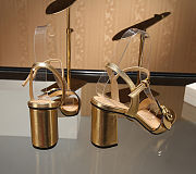 Fortok Gucci Marmont Slingback High Heels 8cm Gold - 6