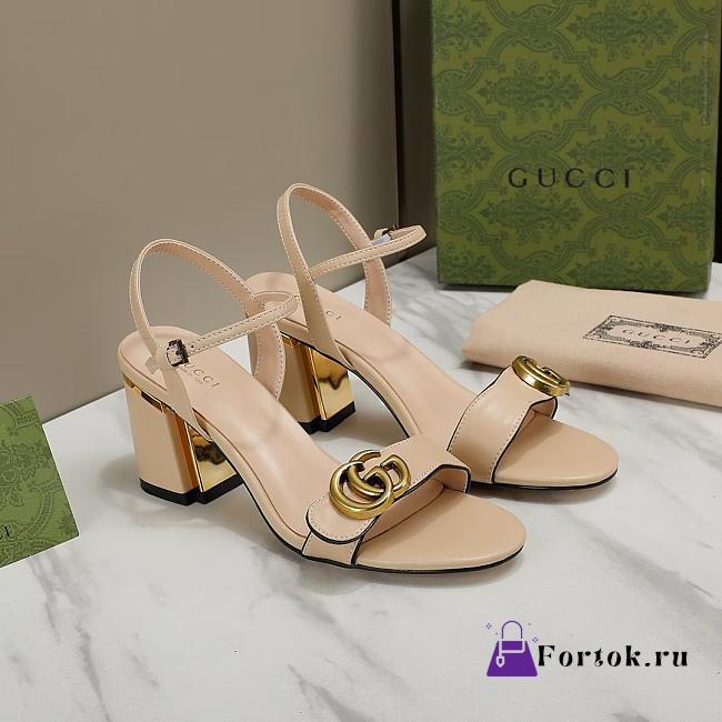 Fortok Gucci Marmont Slingback High Heels 5cm Beige - 1