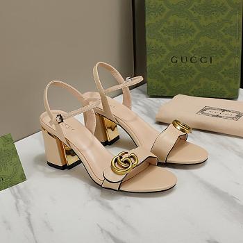 Fortok Gucci Marmont Slingback High Heels 5cm Beige