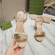 Fortok Gucci Marmont Slingback High Heels 5cm Beige - 3