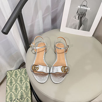 Fortok Gucci Marmont Slingback Sandals 1cm Silver
