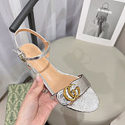 Fortok Gucci Marmont Slingback Sandals 1cm Silver - 5