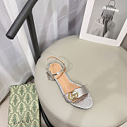 Fortok Gucci Marmont Slingback Sandals 1cm Silver - 3