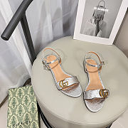 Fortok Gucci Marmont Slingback Sandals 1cm Silver - 2