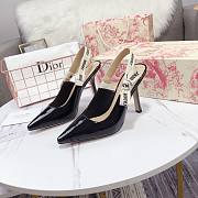 Fortok Gucci Slingback High Heels Shiny Leather Black 6.5 cm/10cm - 1