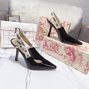Fortok Gucci Slingback High Heels Shiny Leather Black 6.5 cm/10cm - 2