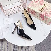 Fortok Gucci Slingback High Heels Shiny Leather Black 6.5 cm/10cm - 4