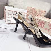 Fortok Gucci Slingback High Heels Shiny Leather Black 6.5 cm/10cm - 6