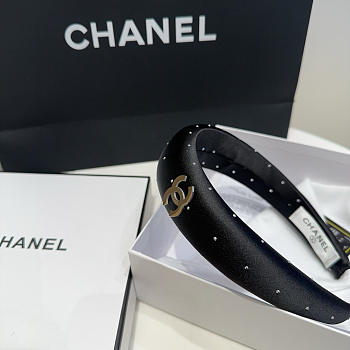 Fortok Chanel Headband CC Logo Black Gold Hardware