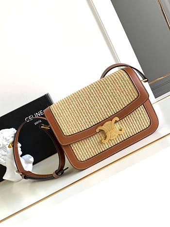 Fortok TRIOMPHE BAG IN TEXTILE AND CALFSKIN Brown 22 X 16.5 X 7 cm