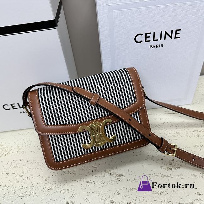 Fortok TRIOMPHE BAG IN TEXTILE AND CALFSKIN Black 22 X 16.5 X 7 cm  - 1