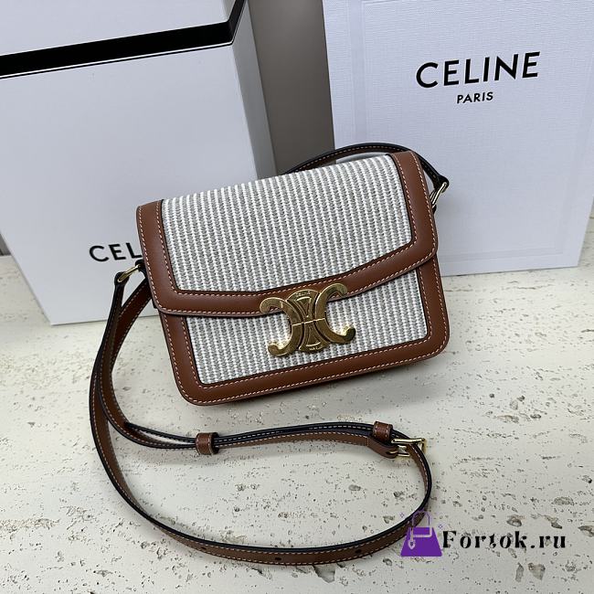 Fortok TRIOMPHE BAG IN TEXTILE AND CALFSKIN White 22 X 16.5 X 7 cm - 1