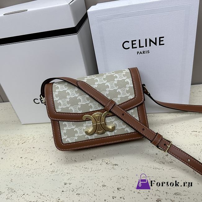 Fortok TEEN TRIOMPHE BAG IN Triomphe Canvas and Calfskin Grey 18.5 X 14 X 6 cm - 1