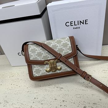 Fortok TEEN TRIOMPHE BAG IN Triomphe Canvas and Calfskin Grey 18.5 X 14 X 6 cm