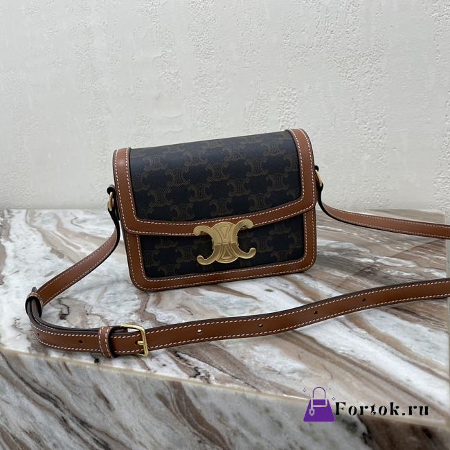 Fortok TEEN TRIOMPHE BAG IN Triomphe Canvas and Calfskin Tan 18.5 X 14 X 6 cm - 1