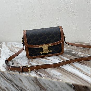 Fortok TEEN TRIOMPHE BAG IN Triomphe Canvas and Calfskin Tan 18.5 X 14 X 6 cm