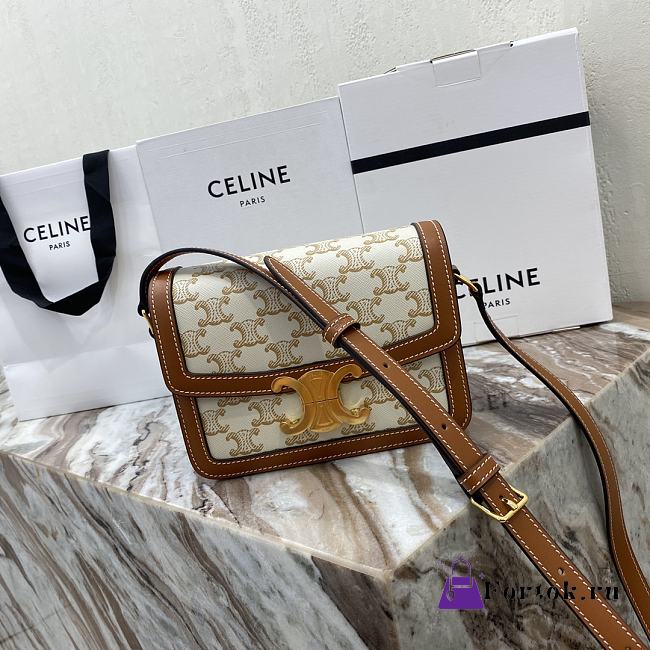 Fortok TEEN TRIOMPHE BAG IN Triomphe Canvas and Calfskin White 18.5 X 14 X 6 cm - 1