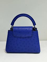 Fortok Louis Vuitton Capucines Ostrich Leather Blue 21x14x9cm - 5