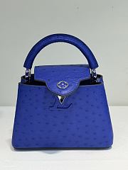 Fortok Louis Vuitton Capucines Ostrich Leather Blue 21x14x9cm - 3