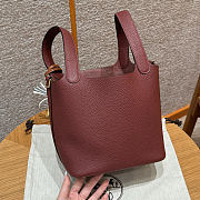 Fortok Hermes Picotin 3Q Bag Rouge 18*13*18cm - 2