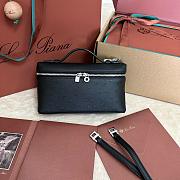 Fortok Loro Piana Extra Pocket L19 Ostrich Leather Blakc 19 x 11 x 6.5cm - 1