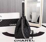 Fortok Chanel Black Quilted Glazed Caviar Drawstring CC Bucket Bag 26-27-17cm - 3