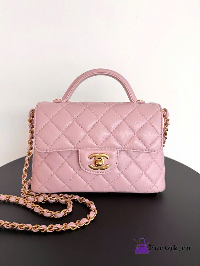 Fortok Chanel Flap Bag Pink 11.5 x 22 x 6 cm - 1
