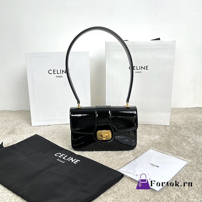 FORTOK TEEN CELINE JOSEPHINE bag IN PATENT CALFSKIN BLACK 18.5 x 13 x 5 CM - 1