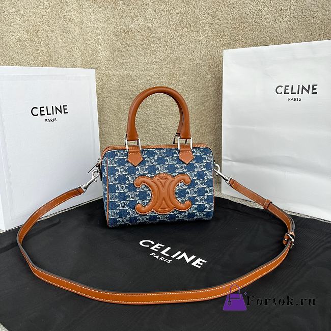 Fortok CELINE MINI BOSTON IN DENIM AND CALFSKIN 20*15.5*10.5CM - 1