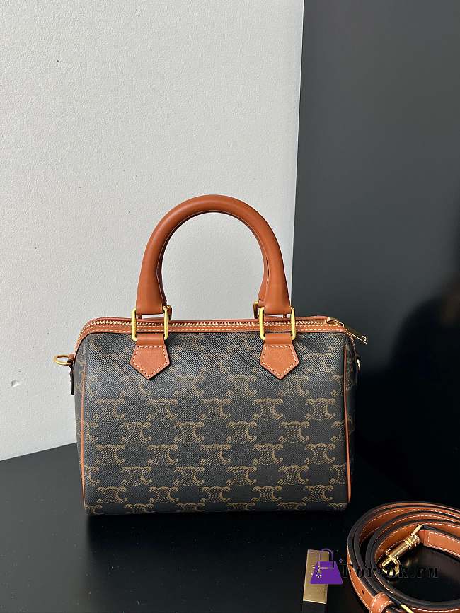 Fortok Celine MINI BOSTON IN Triomphe Canvas and calfskin 14 x 9.5 x 7.5 CM - 1