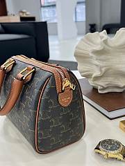 Fortok Celine MINI BOSTON IN Triomphe Canvas and calfskin 14 x 9.5 x 7.5 CM - 4