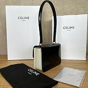 Fortok Celine Triomphe handbag in paternt leather Black and White 24x8x11.5cm - 6