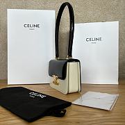 Fortok Celine Triomphe handbag in paternt leather Black and White 24x8x11.5cm - 5