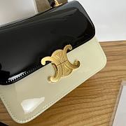 Fortok Celine Triomphe handbag in paternt leather Black and White 24x8x11.5cm - 4