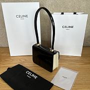 Fortok Celine Triomphe handbag in paternt leather Black and White 24x8x11.5cm - 3