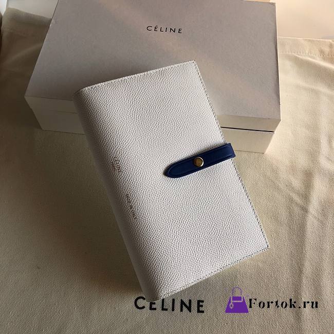 Fortok Celine Medium Strap Wallet White 19cm - 1