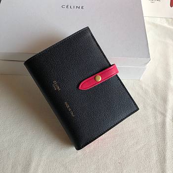 Fortok Celine Medium Strap Wallet Black Rouge 14cm