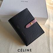 Fortok Celine Medium Strap Wallet Black Pink 14cm - 1