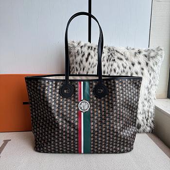Fortok Moynat Oh! Tote Ruban GM In Canvas Black Green Stripe Large 53×33×17cm 