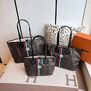 Fortok Moynat Oh! Tote Ruban GM In Canvas Black Green Stripe Large 53×33×17cm  - 2