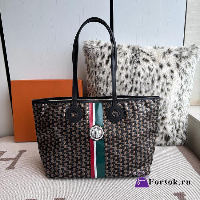 Fortok Moynat Oh! Tote Ruban GM In Canvas Black Green Stripe Medium 45×27×13.5cm - 1