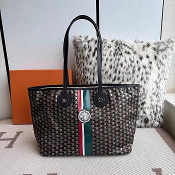 Fortok Moynat Oh! Tote Ruban GM In Canvas Black Green Stripe Medium 45×27×13.5cm